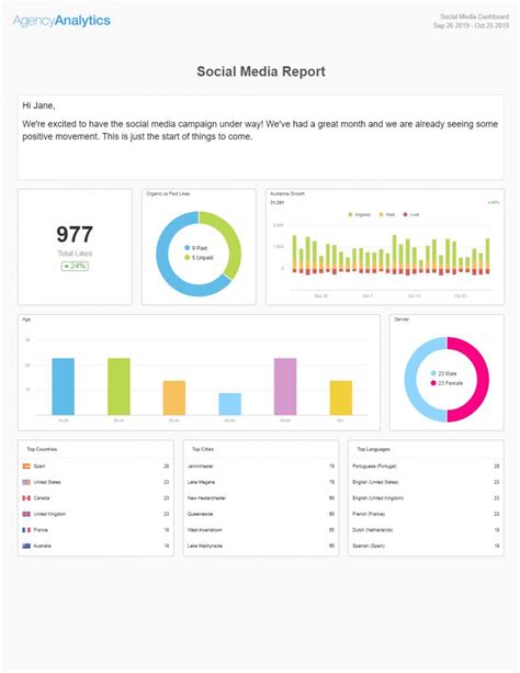 free social media analytics report template